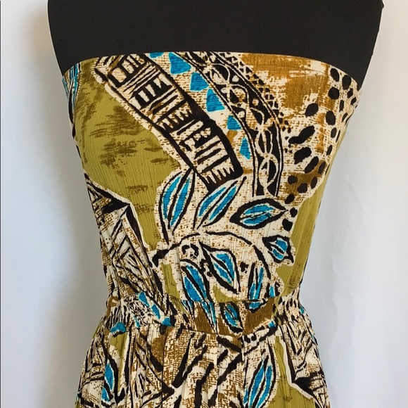 Strapless Maxi Tropical Print Size 6 - Picture 2 of 4